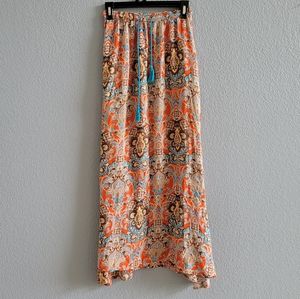 Orange Maxi Skirt with Pockets